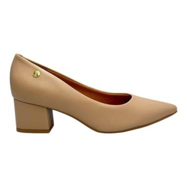 Imagem de Sapato Scarpin Vizzano Feminino Bege Napa Salto Baixo Grosso 1220.315 