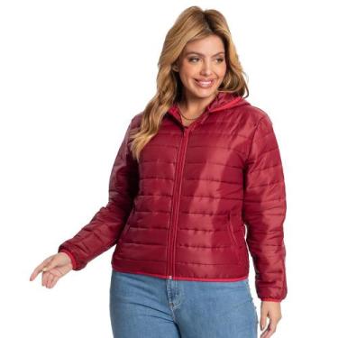 Imagem de Jaqueta Puffer Fem Plus Size Rovitex Endless com Capuz Vermelho S01173