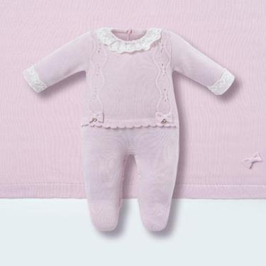 Imagem de Saída de Maternidade Bebê Tricot Rosa Algodão Babados - Hug Tamanho:RN
