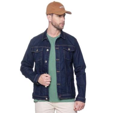 Imagem de Jaqueta Jeans Masculina Básica Clássica Slim Azul Escura - DOCT, Azul,