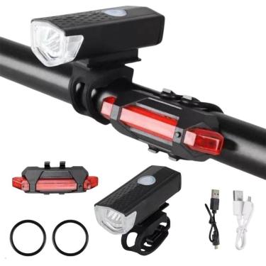 Imagem de Kit Farol e Lanterna Traseira para Bicicleta Ultra LED Recarregável USB Luz Branca e Vermelha Thor