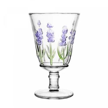 Imagem de Taça de Água Lavanda Hand Painting 240ML Cristal Ecológico Estampa Floral Pintada à Mão para Mesa Lyor