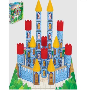 Imagem de Blocos de Montar em Madeira Castelo do Príncipe Brinquedo Pedagógico Didático 54 Peças...