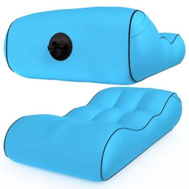 Imagem de Colchão Inflável Automático Azul P/ Praia, Piscina, Camping - Other