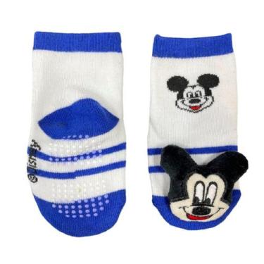 Imagem de Kit 2 Par Meia Antiderrapante Jolitex Bebê Disney Baby Com Chocalho Mi