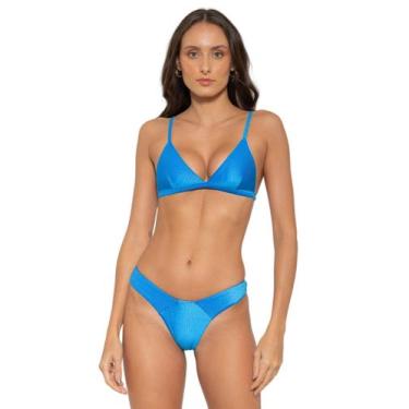 Imagem de Biquíni Feminino Canelado Aviador Calcinha Asa Delta - Missatti, Azul,