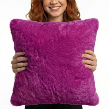 Imagem de Capa de Almofada Pelúcia Pelo Curto Luxo Soft Roxa Para Sofá Novadecor