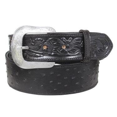 Imagem de Cinto de Couro Preto Detalhe Avestruz Cow Way 38768, 95