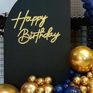 Imagem de Painel Decorativo MASTRON Feliz Aniversário em Feltro Dourado com Bril
