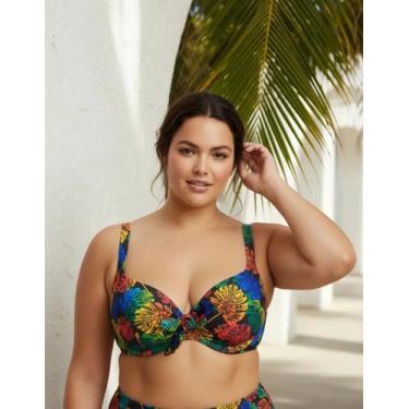 Imagem de Top Plus Size Bojo Reforçado Sustentação Alça Ajustável Push Up Biquín