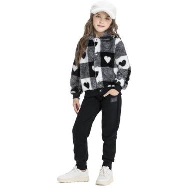 Imagem de Conjunto Moletom Infantil Feminino Angero 27767, 12, Preto