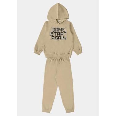 Imagem de Conjunto Moletom Infantil masculino Boca Grande 46648, 8, Creme
