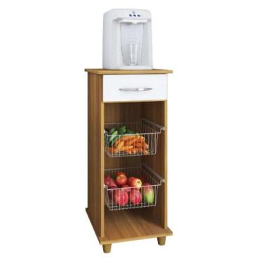 Imagem de Fruteira Régia com 2 Cestos Metálicos e 1 Gaveta Compacta e Moderna - 