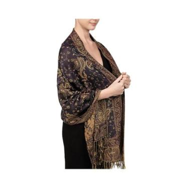 Imagem de Xale Feminino De Outono Em Pashmina, Cachecol Quente De Algodão, Lenço