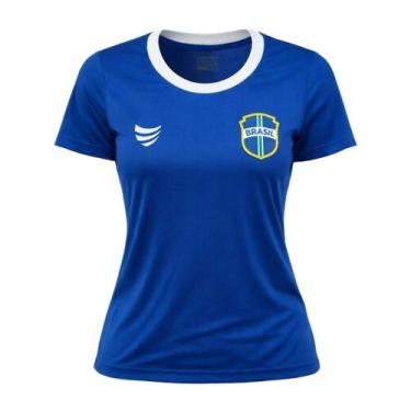 Imagem de Camisa Brasil Super Bolla Escudo Clássico Azul - Feminino, P, Azul