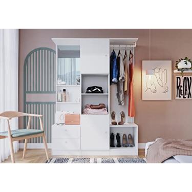 Imagem de Guarda Roupas Solteiro c/Espelho, 2 Portas e 2 Gavetas Closet Branco - Art In Móveis