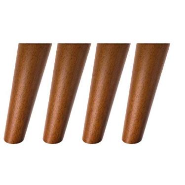 Imagem de Pernas redondas de madeira maciça para móveis Pernas de substituição de sofá Perfeitas para moderno/grande corte IKEA no meio do século para sofá, cama, mesa de café, 7 Inches,Set of 4, Walnut Color