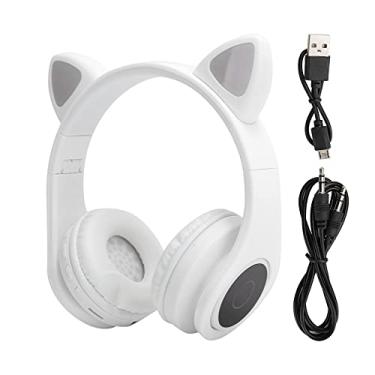Imagem de Fone de ouvido, fone de ouvido sem fio LED com microfone para jovens para celular(Branco)