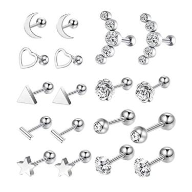 Imagem de Conjunto de de 18 peças, de de de aço inoxidável moda presentes flatback de orelha, para homens