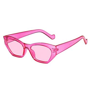Imagem de Óculos de sol irregulares olho de gato moda feminino vintage cor doce clara óculos masculinos tendência polígono óculos de sol tons uv400, rosa rosa