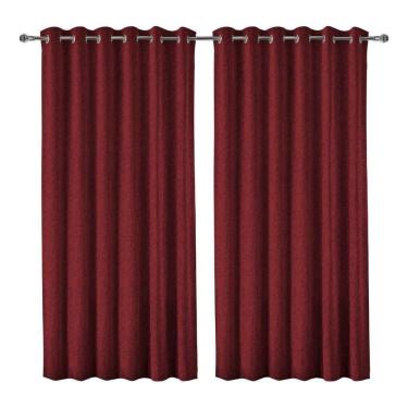 Imagem de Cortina Para Varão Jacquard 200 X 170 Cm Vermelha