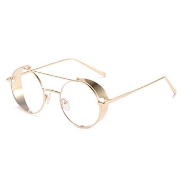 Imagem de Óculos de sol redondos retrô steampunk moda masculina vintage punk armação clássica óculos de sol de luxo óculos de sol uv 400, c9 transparente, outros