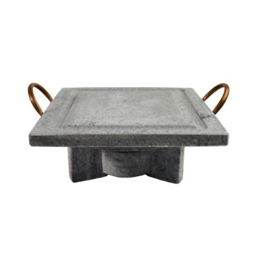 Imagem de Fogareiro Réchaud G e Chapa Quadrada 25x25cm Pedra Sabão