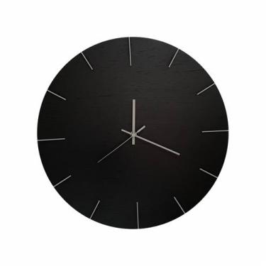 Imagem de Relógio De Parede Sofisticado Em Compensado Preto Fosco E Prata 40cm -