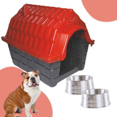 Imagem de Kit Casinha Fawal N° 6 + 2 Comedouros De Aluminio G