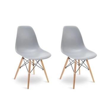 Imagem de Kit 2 Cadeiras Charles Eames Eiffel Wood Design Jantar Cinza - Soffi