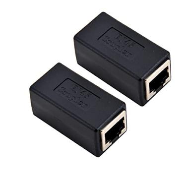 Imagem de Acoplador Ethernet RJ45 Interface Cat 7 Cat6 Cat5 Cat5e RJ45 8P8C Acoplador de rede chaveiro em linha, ideal para estender os cabos Ethernet fêmea para fêmea (pacote com 2)