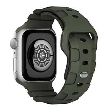 Imagem de Pulseira de substituição compatível com Apple Watch 45 mm, 44 mm, 42 mm, para homens e mulheres, pulseira de substituição de silicone macio e resistente para iWatch Series 7/6/5/4/3/2/1/SE, verde militar 45 mm/44 mm/42 mm