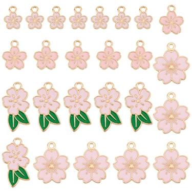 Imagem de SUNNYCLUE 1 caixa 80 peças pingentes de esmalte Sakura liga flor de cerejeira charme estilo japonês pingente em forma de flor para fabricação de joias berloques, brincos achados pulseira colar suprimentos mulheres, Plástico