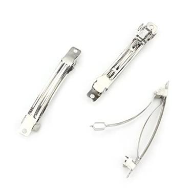 Imagem de LEEFONE 50 peças de 80 mm grampos de cabelo de ferro em branco com presilha de cabelo faça você mesmo laços de artesanato, tom prateado