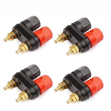 Imagem de Amplificador de energia Clyxgs com 4 peças, plugue de banana de cobre duplo bidirecional, terminal de amplificador de alto-falante, revestimento de cobre puro