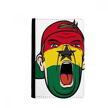 Imagem de Bandeira de Gana Máscara Facial Cabeça Gritando Boné Titular de Passaporte Notecase Burse Capa Carteira Cartão Bolsa, Multicolor