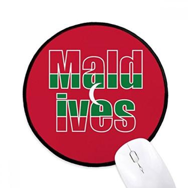 Imagem de DIYthinker Mouse pad com nome da bandeira do país das Maldivas para mesa de escritório tapete redondo para computador