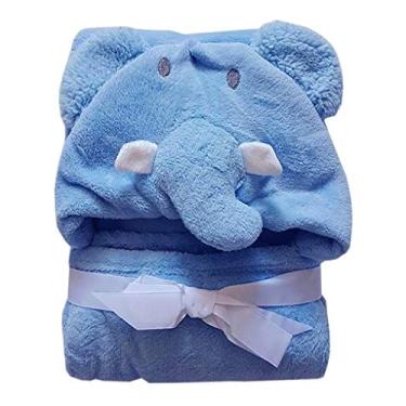 Imagem de Manta Baby com Capuz de Elefante Jolitex Azul Infantil Poliéster