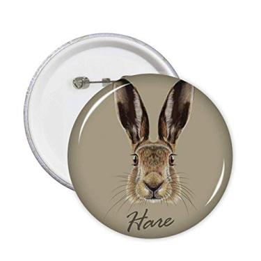 Imagem de Broche de animal de lebre selvagem de nariz grande cinza emblema de botão decoração 5 peças