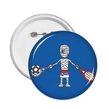 Imagem de Raquete de tênis sérvia de futebol desenho animado múmia pinos crachá botão emblema acessório decoração 5 peças