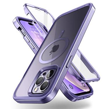 Imagem de SUPCASE Unicorn Beetle Edge Mag Case para iPhone 14 Pro Max 6.7", compatível com MagSafe Slim Frame Clear Protective Case com protetor de tela integrado (roxo)