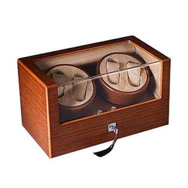 Imagem de Enrolador de relógio para 4 relógios, caixa de exibição automática de caixa de relógio caixa 100% feito à mão