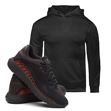 Imagem de Kit Moletom Blusa e Calça Masculino Algodão Conforto + Tenis Masculino SPEED Conforto - Preto/PretoVermelho - GG/41