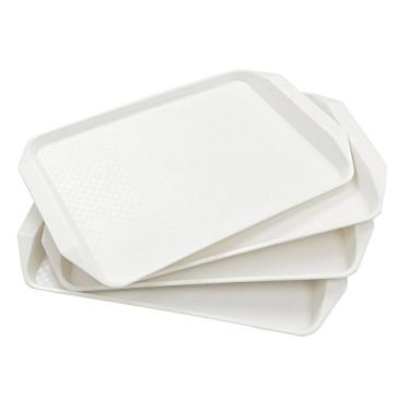 Imagem de Bandejas de plástico branco para servir fast food Lesbin, 41,9 cm x 30,4 cm, conjunto com 4