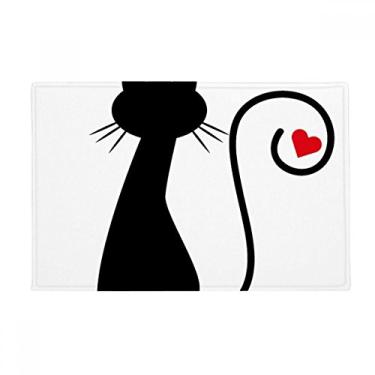 Imagem de DIYthinker Tapete antiderrapante para porta de banheiro com estampa de gato em formato de coração