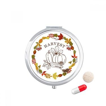 Imagem de Caixa de comprimidos com estampa de guirlanda de Dia de Ação de Graças com folha