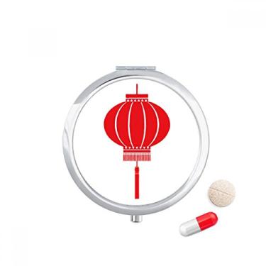 Imagem de Caixa de comprimidos com padrão de lanterna chinesa tradicional vermelha, caixa de armazenamento de medicamentos, dispensador de recipiente