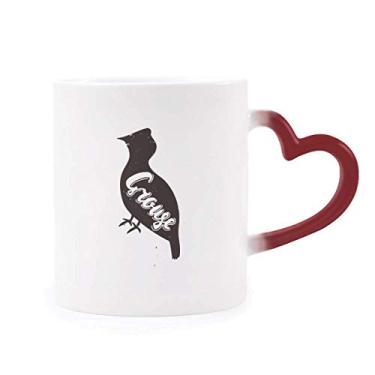 Imagem de Caneca Grouse preta e branca Animal sensível ao calor Caneca vermelha que muda de cor