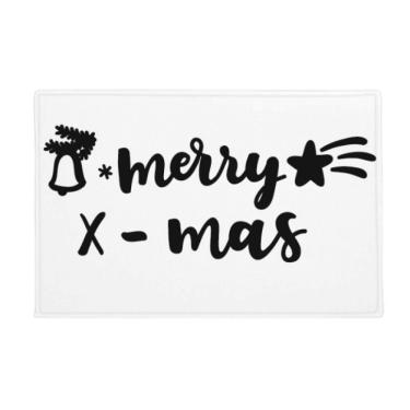 Imagem de DIYthinker Tapete com citação de Natal Merry X-Mas antiderrapante, porta de cozinha para banheiro, 40,64 x 60,96 cm