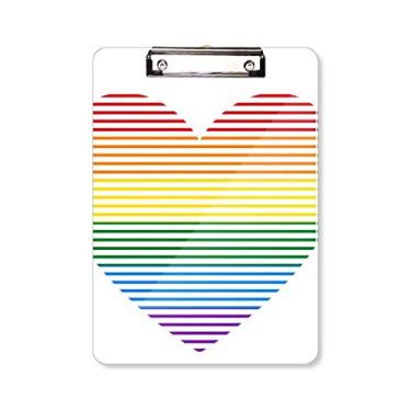 Imagem de Rainbow Gay LGBT Placa de apoio para escrever com coração forrado lésbica, placa de apoio A4